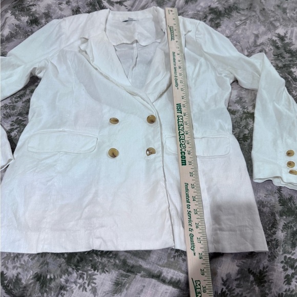 Evereve White linen blend Blazer Oversized Double-Breasted Sz m - Picture 8 of 13
